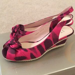 Staccato wedge peeptoe sling back heels